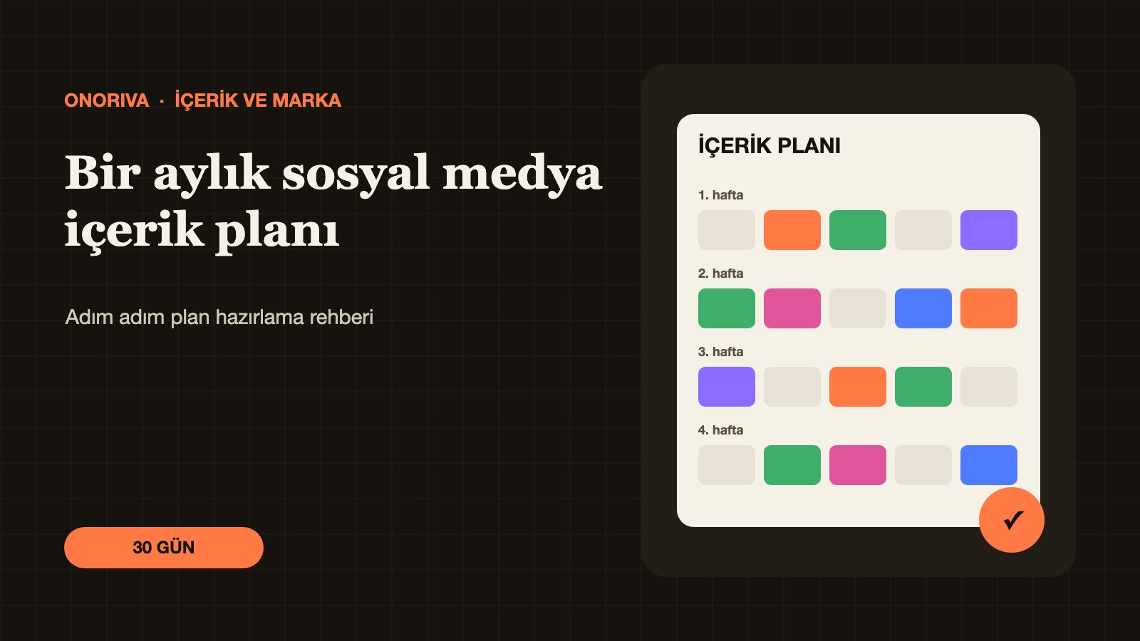 Renkli içerik etiketleriyle dolu aylık plan tablosu illüstrasyonu